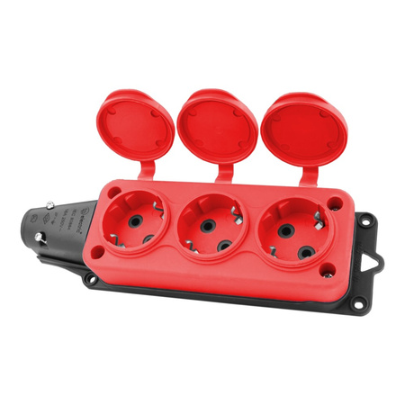 Steckdosenleiste Mehrfachsteckdose 3-fach Aussen Schuko rot 3101-308-1600