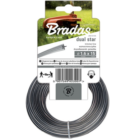 Verstärkter 4-kant Mähfaden RIPPER DUAL für Freischneider Motorsense Ersatzfaden 1,6mm 15m Bradas ZRG1615K