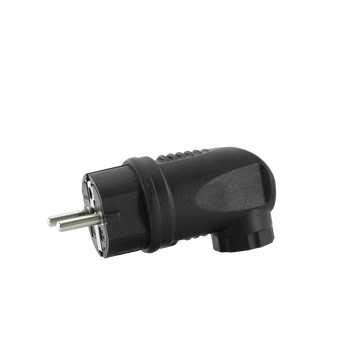 Hermetische Winkelstecker 230V 2P+E IP44 16A schwarz Typ E W-89998