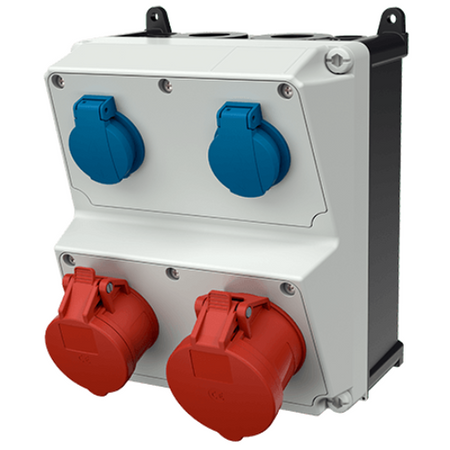 Wandverteiler AMAXX Stromverteiler 32/16A 400V 2x230V Schuko IP44 ohne Sicherungen Mennekes Steckdosen-Kombination 920025