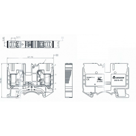 Schutzleiter-Reihenklemme 10mm2 gelb-grün Erdungsklemme UL DS10-PE-01P-1C-00AH