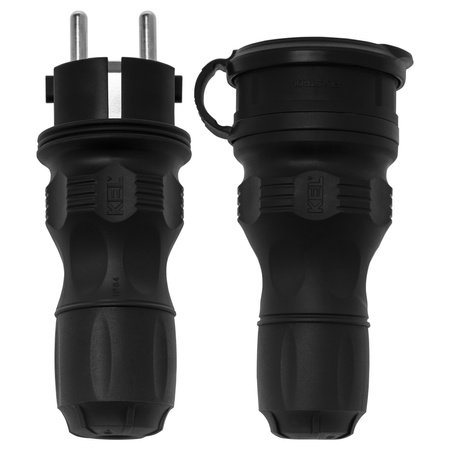 Anschlussset mit Stecker WT-54 und Kupplung GN-44 250V Schuko schwarz W-98861