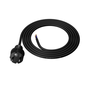 Anschlusskabel 1,5m IP44 mit geradem Stecker 250V 16A 3x1,5 mm² H05VV-F PP-40H Schwarz W-98380