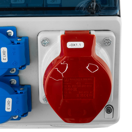 Stromverteiler 16A 2x230V CEE LS FI-Schalter Baustromverteiler Schuko Walther Werke 6920117