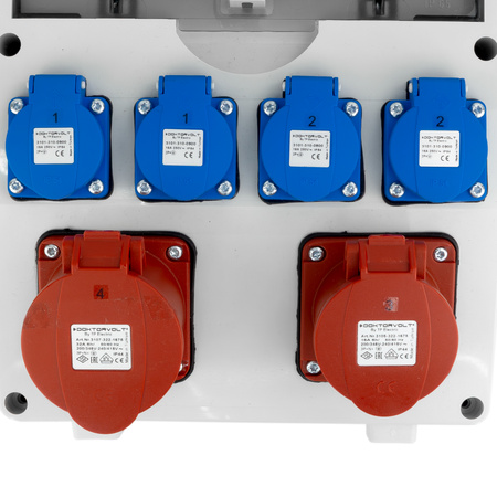 Baustromverteiler 16A 32A CEE 4x230V mit Stecker und Kabel TGD-S/FI Stromverteiler Wandverteiler mit VDE Sicherungen Doktorvolt DV-6043-D