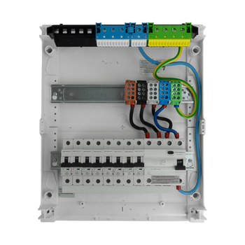 Sicherungskasten Aufputz Verteilerkasten 2-reihig 24 Module 8xMCB 1xRCCB VDE verdrahtet Verteilerschrank mit Sicherungen 370x305x96,5mm Hager Hohlwand Verteiler Abzweigklemmen Doktorvolt  DV-6319-NT