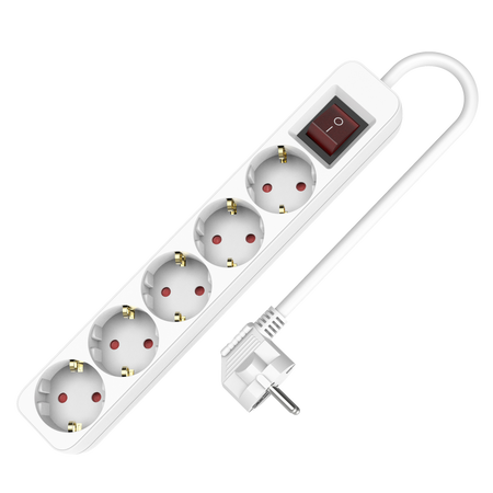 Steckdosenleiste 5-fach Schuko 1,5m mit Schalter 250V 16A W-102109