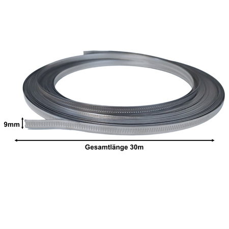 Bradas Schlauchschellen W2 aus Edelstahl 30m Band einstellbar mit 50 Befestigungselementen für Befestigung von Schläuchen OACW2 30/9 CARTBOX