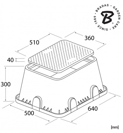 Ventilbox Ventilkasten mit Deckel Bewässerung Jumbo rechteckig 64x50cm DSSZ-P6450G