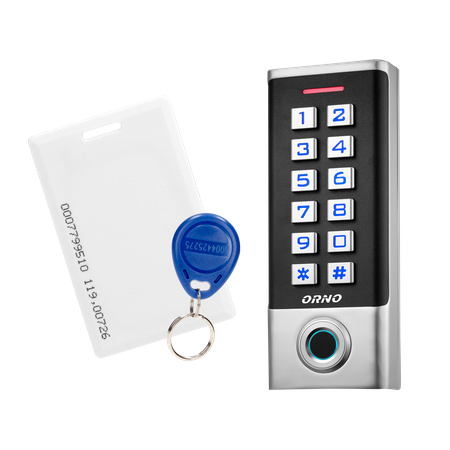 Wasserdichtes Code-Schloss mit Karten-/Transponderleser und Fingerabdruckscanner, IP68, 1 Relaisausgang 3A OR-ZS-823