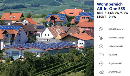 Komplettset Hybrid-System 10kW BluE KStar E10KT Wechselrichter 3-phasig Batteriespeicher mit Solarmodule DV-1468-PV-SET