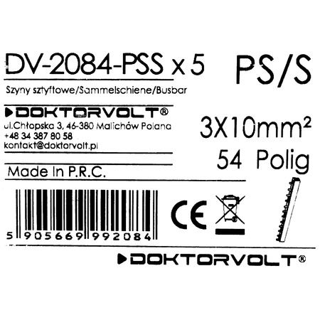 3P Phasenschiene Stift 54-polig 10mm2 PS/S Schiene Sammelschiene 63A DV-2084-PSS