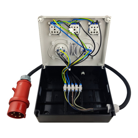 Doktorvolt Stromverteiler 2x16A 3x230V Mennekes Steckdosen mit Kabel und Stecker FRED Baustromverteiler DV-6671-D