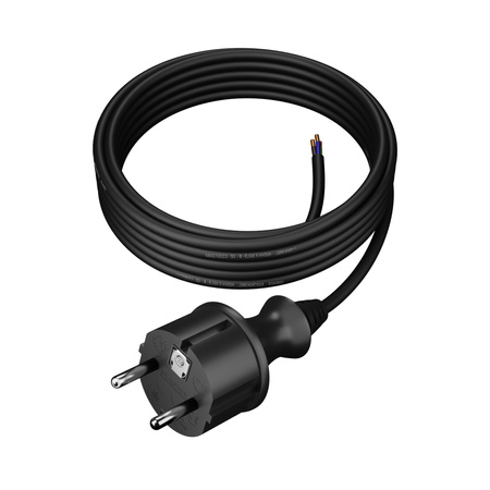 Anschlusskabel 5m IP44 mit geradem Stecker 250V 16A 3x1 mm² H05VV-F PP-40H Schwarz W-98378