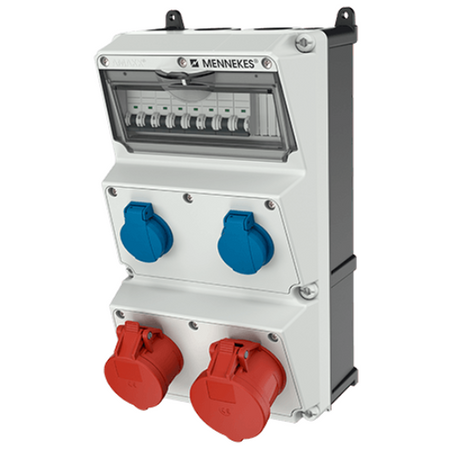Wandverteiler AMAXX 32A 2x230V IP44 CEE Schuko EAC Mennekes Steckdosen-Kombination 930010