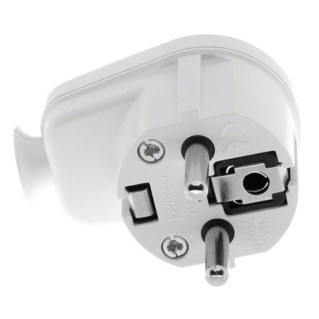 Zerlegbarer Winkelstecker Uni-Schuko 230V 16A weiß W-10105