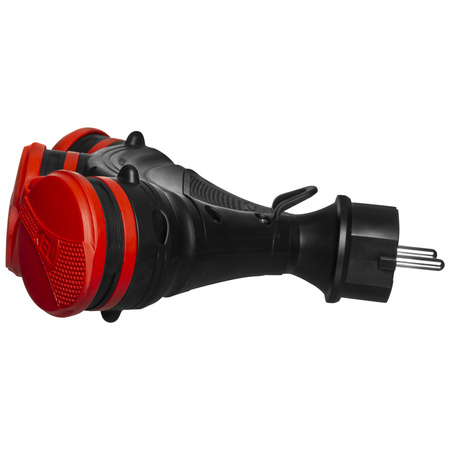 Tragbarer Verteiler Schwarz-Rot R-X3/44S IP44 3×2P+E 16A 250V Schuko W-01160