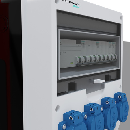 Baustromverteiler auf Ständer Siemens Schutzschalter pTD-S/FI SET tragbar mit Steckdosen 16A 32A CEE MENNEKES 4x230V Stromverteiler für Baustellen Stromkasten mit Schutz Doktorvolt DV-6160-D