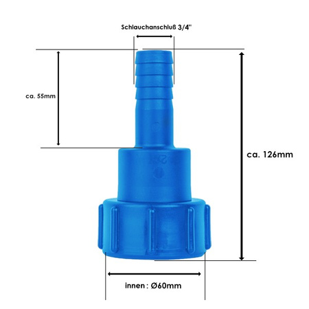 IBC Adapter IG S60x6 Schlauchtülle 3/4" drehbar für IBC Container Bradas 6232