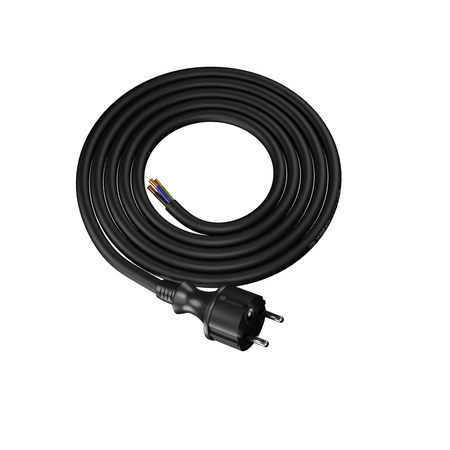 Anschlusskabel 2m IP44 mit geradem Stecker 250V 16A 3x2,5 mm² H07RN-F PP-40H Schwarz W-97217