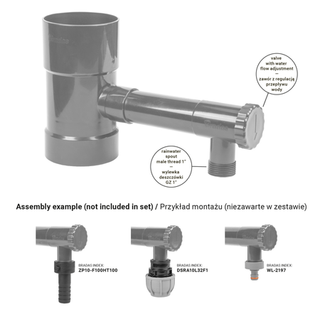 Regenwassersammler mit einem Ventil 100mm Bradas IBCLZ1-100