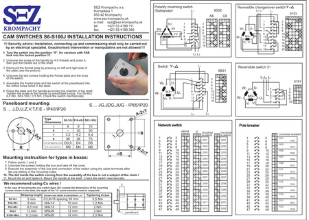 SEZ Nockenschalter 4P 63A 0-1 500V mit Griff S63 JD 1104 A6