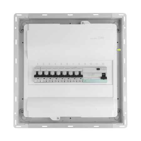Sicherungskasten Unterputz Verteilerkasten 1-reihig 12 Module 8xMCB 1xRCCB VDE Unterverteilung verdrahtet Verteilerschrank mit Sicherungen 356x348x98mm Hager Hohlwand Verteiler Doktorvolt  DV-6197-PT