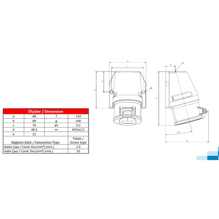 CEE Campingsteckdose Aufputz 3P 32A IP44 230V 3124-307-0900
