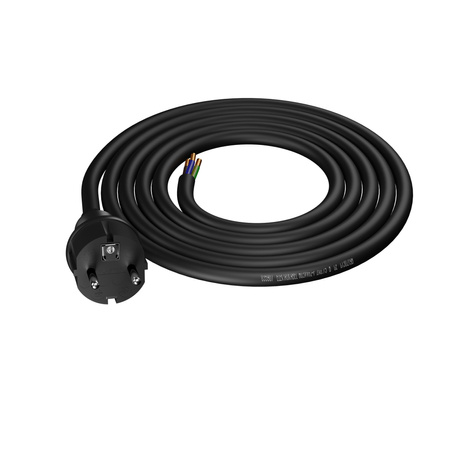 Anschlusskabel 2m IP44 mit geradem Stecker 250V 16A 3x2,5 mm² H05VV-F PP-40H Schwarz W-98392