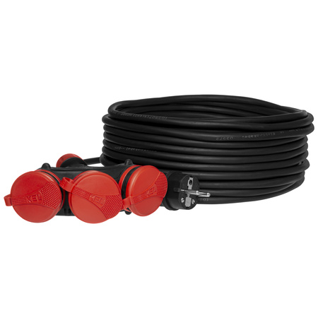 Dreifach-Verlängerungskabel 25m 250V 16A Schuko 3×2P+Z H05RR-F 3×1,5 mm² IP44 W-01194