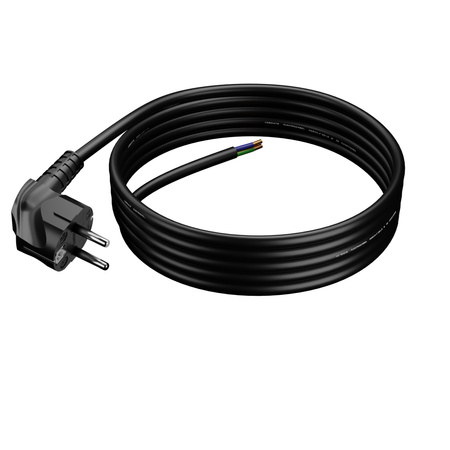 Anschlusskabel 4m mit Winkelstecker Uni-Schuko 250V 16A 3x1,5 mm² OMY PP-50 Schwarz W-97184