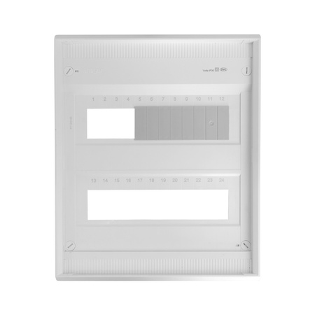 Sicherungskasten Aufputz Verteilerkasten 2-reihig 24 Module 8xMCB 1xRCCB VDE Saltek Überspannungsschutz verdrahtet Verteilerschrank mit Sicherungen 370x305x96,5mm Hager Hohlwand Verteiler Abzweigklemmen Doktorvolt  DV-6302-NT