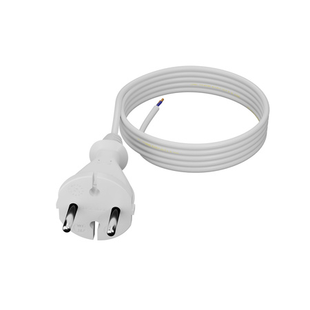 Anschlusskabel 3m mit geradem Stecker TYP E 230V 16A 2×1 mm² H05VV-F PP-21 Weiß W-98339