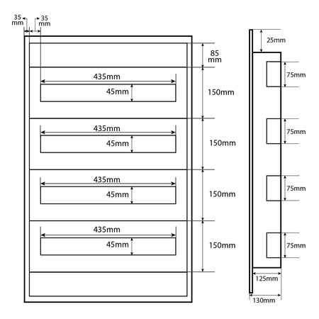 Doktorvolt Verteilerkasten Unterputz Sicherungskasten aus Metall 96 Module 4-reihig IP30 MP96/4/24