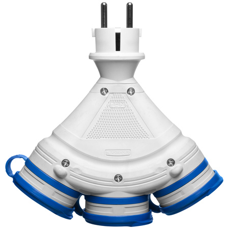 Tragbarer Verteiler Grau-Blau R-X3/44S IP44 3×2P+E 16A 250V Schuko W-01161