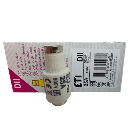 1 Stück Sicherungseinsatz Schmelzsicherung ETI Porzellan Sicherung DII DZ/gF 25A/500V 002312107