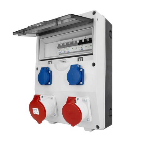 Baustromverteiler 32A 16A 2x230V Schuko System Stromverteiler Mennekes-Steckdosen Walter-Kraft KW-0003-D