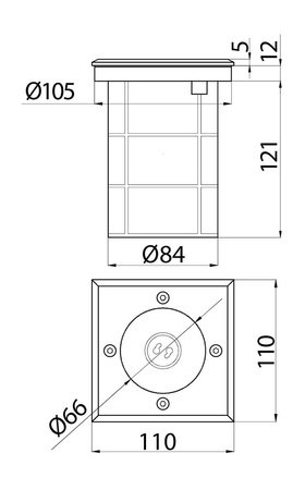 Bodeneinbaustrahler GU10 50W IP67 quadratisch chrom Bodenstrahler Bodeneinbauleuchte Ohne Birne ALFA-K GTV ON-ALFAKGU10-06