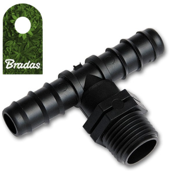 T-Stück mit AG 3/4" für Tropfschlauch PE Rohren mit Schlauchstecker 20mm Bradas 7386