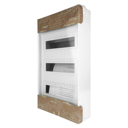 Verteilerschrank Aufputz Sicherunngskasten 3 Reihen 36 Modulen Verteilerkasten Kleinverteiler weiß Hager Volta 3x12 VA36BN