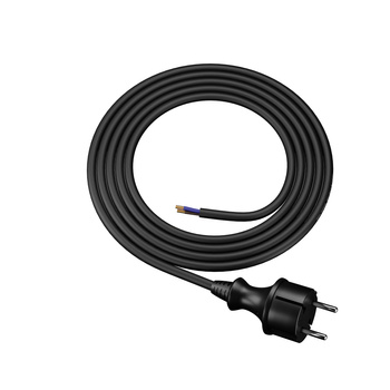 Anschlusskabel 1,5m IP44 mit geradem Stecker 250V 16A 2×1,5 mm² H07RN-F PP-40H Schwarz W-97253