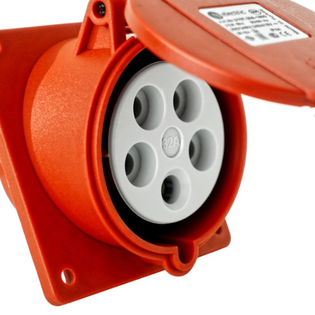 Einbausteckdose CEE Kraftstrom Steckdose schräg 400V 32A 5P 83x90 mm VDE TP Electric 3107-309-1600