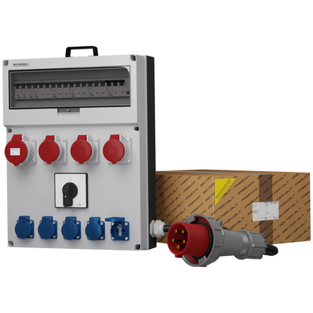 Stromverteiler GR-S/FI 1x32A 3x16A 5x230V franz/belg System Nockenschalter Kabel Doktorvolt® DV-0663-F