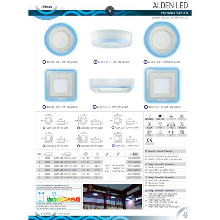 Deckenleuchte LED 3W + 3W 4000K IP42 ALDEN LED D 02901