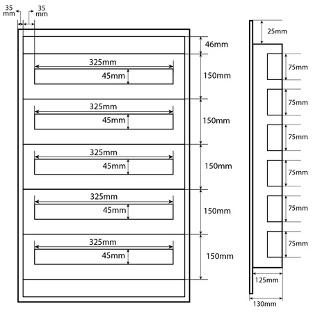 Doktorvolt Verteilerkasten Unterputz Sicherungskasten aus Metall 90 Module 5-reihig IP30 MP90/5/18