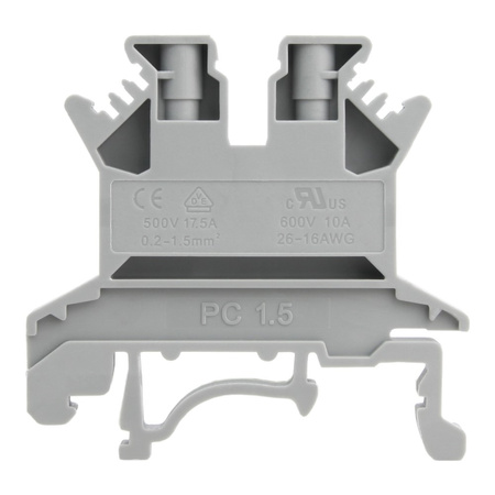 Reihenklemme 1.5mm2 Schraubklemme Grau VDE UL PC1.5-01P-11-00A(H)