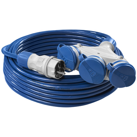 Dreifach-Verlängerungskabel 25m 250V 16A Schuko 3×2P+Z H07BQ-F 3×1,5 mm² IP44 W-01201