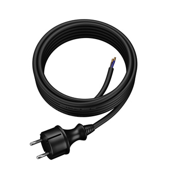 Anschlusskabel 5m IP44 mit geradem Stecker 250V 16A 2x1,5 mm² H07RN-F PP-40H Schwarz W-97201
