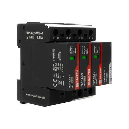 Überspannungsableiter Typ 1 50kA FLP-12,5 V/3+1 bis 255V DC für Hutschiene Überspannungsschutz Blitzschutz für Niederspannung Varistortechnologie A07415