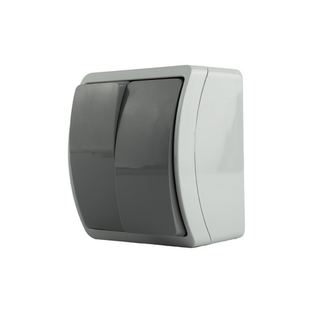 Wandschalter Doppelschalter Lichtschalter Ausschalter IP44 grau/anthrazit 152-08 DV 152-08-DRV